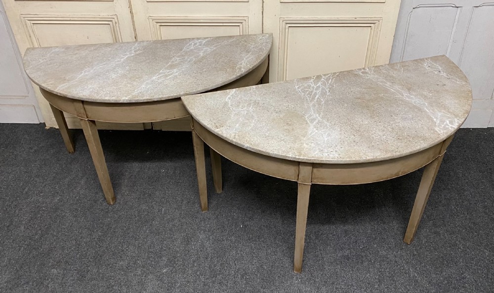 Pair Georgian Painted Demi Lune Console Tables View III