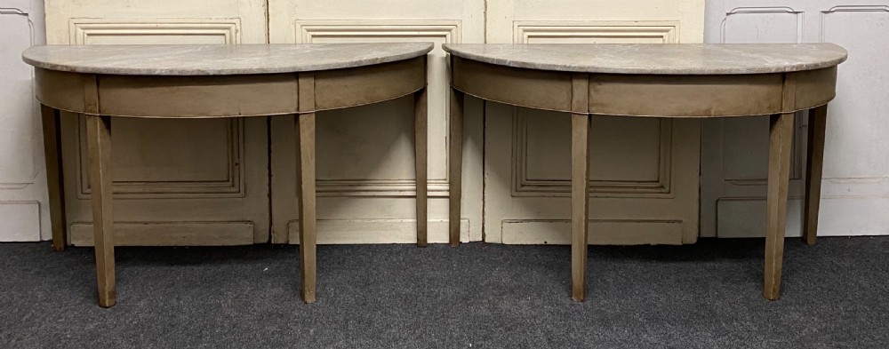 Pair Georgian Painted Demi Lune Console Tables View IV