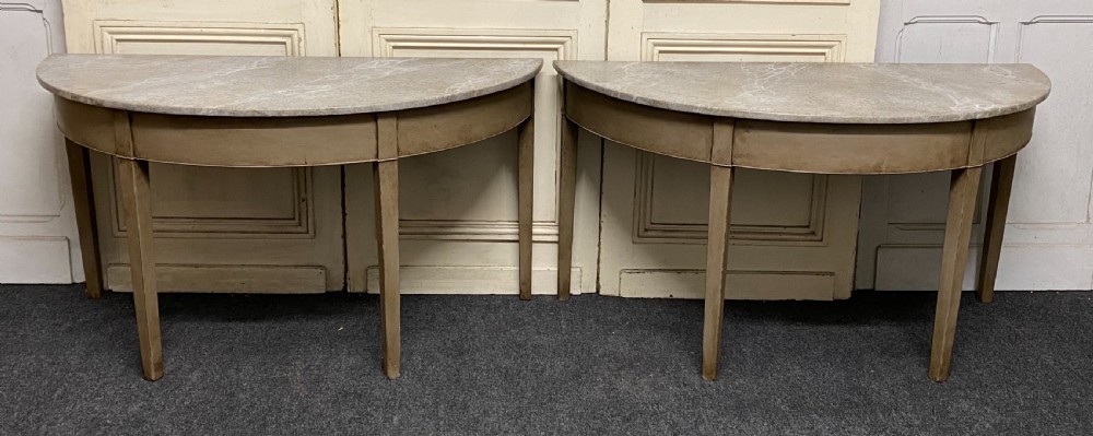 Pair Georgian Painted Demi Lune Console Tables View V
