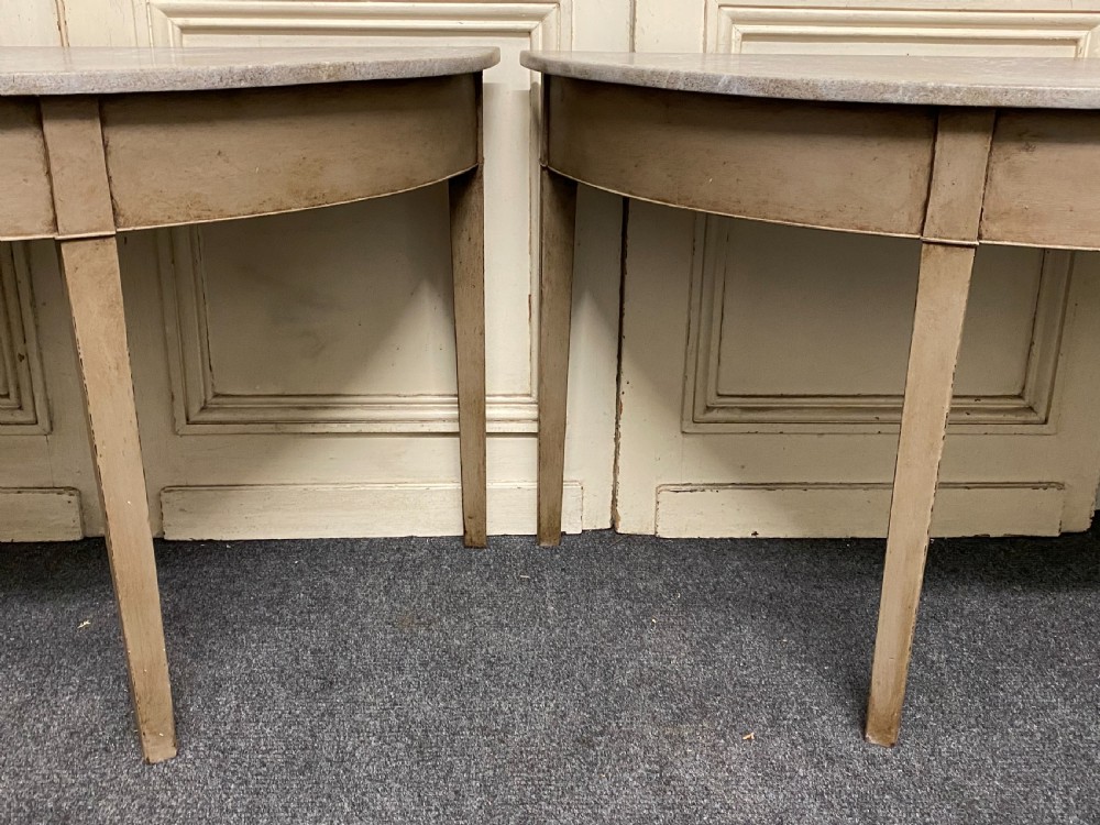 Pair Georgian Painted Demi Lune Console Tables View VI