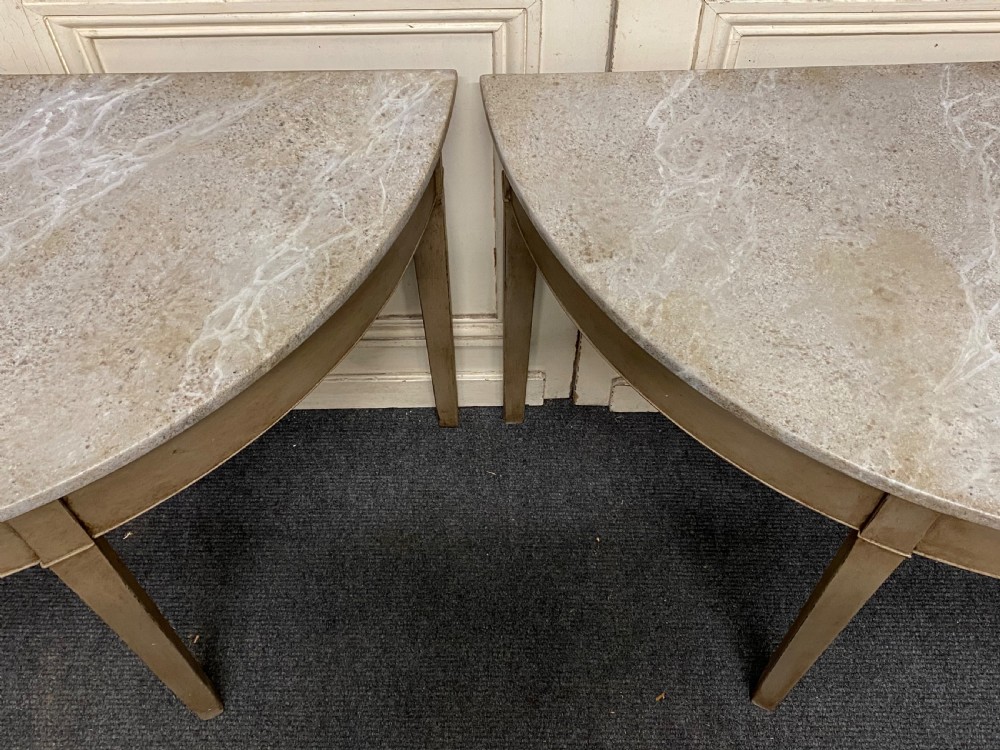 Pair Georgian Painted Demi Lune Console Tables View VII