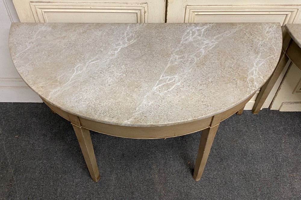 Pair Georgian Painted Demi Lune Console Tables View XII