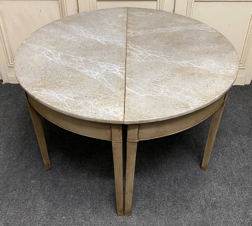 Pair Georgian Painted Demi Lune Console Tables View XV