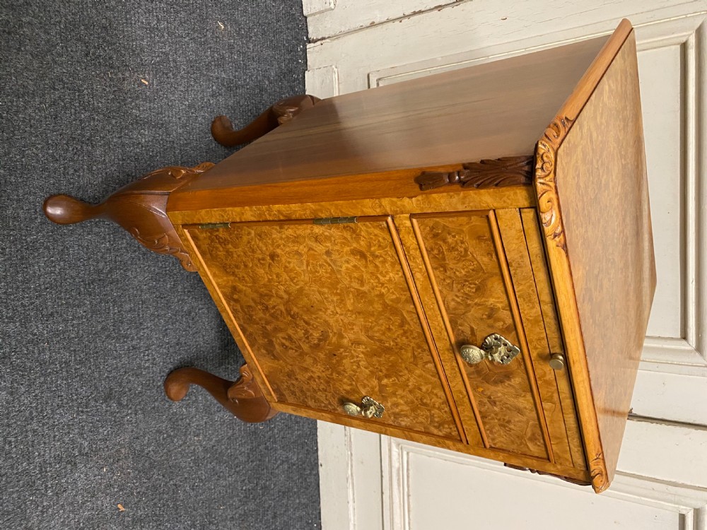 Burr Walnut Bedside Cupboard  View II