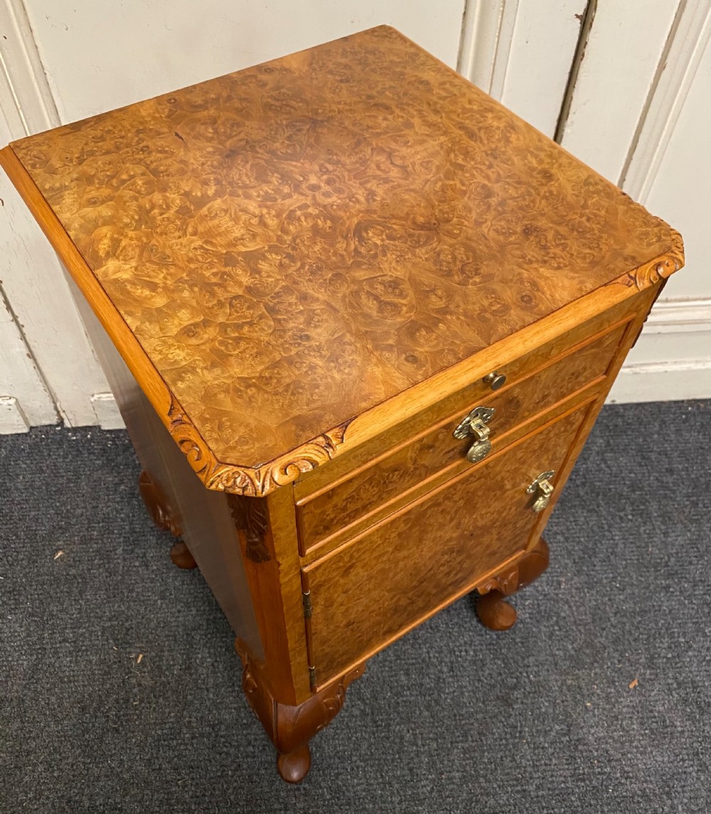 Burr Walnut Bedside Cupboard  View IV