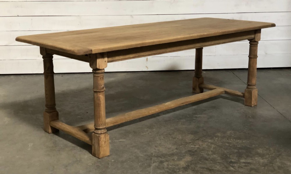 Bleached Oak Farmhouse Table with Extensions 