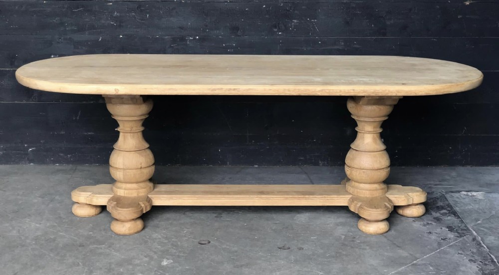 Bleached Oak Farmhouse Dining Table 