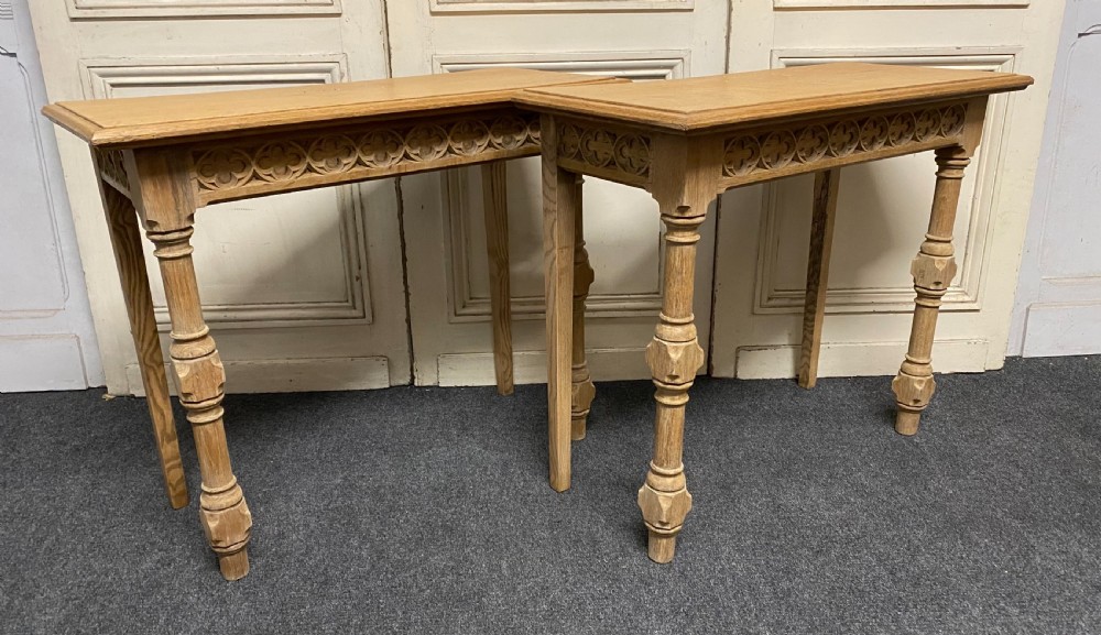 Pair Bleached Oak Console Tables View IV