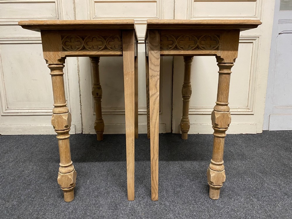 Pair Bleached Oak Console Tables View V