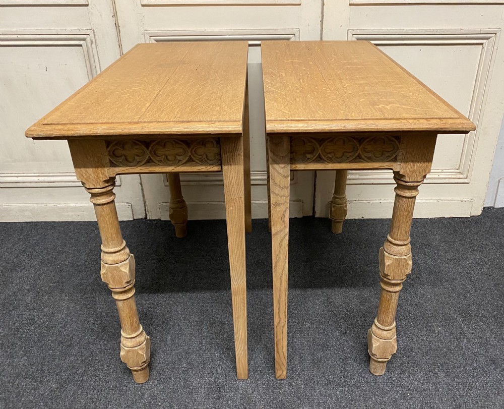 Pair Bleached Oak Console Tables View VI