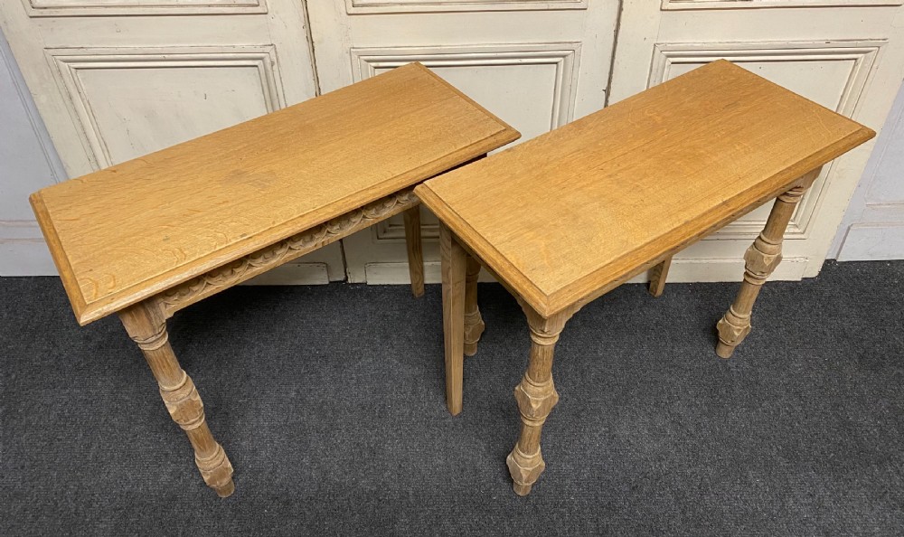 Pair Bleached Oak Console Tables View VII