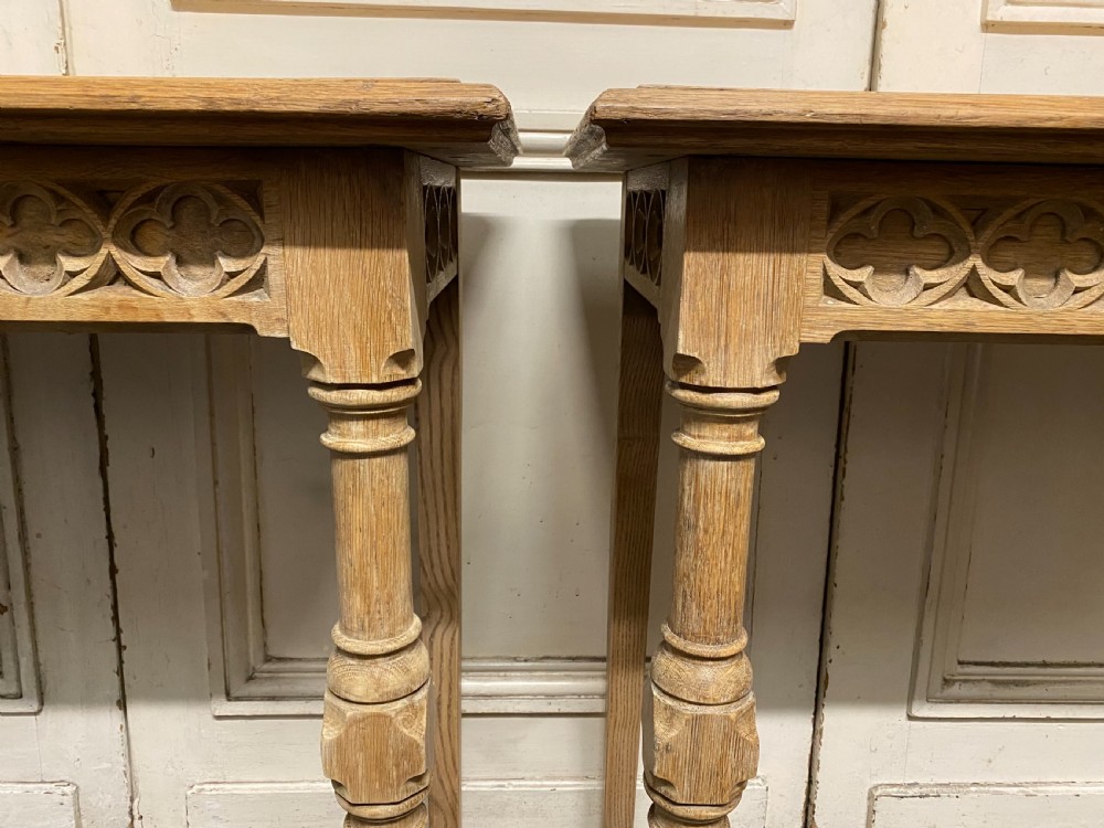 Pair Bleached Oak Console Tables View VIII