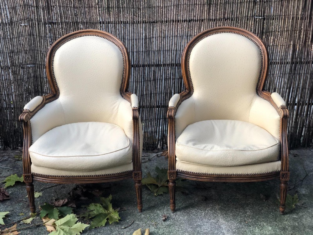 Pair French Bergere Arm Chairs