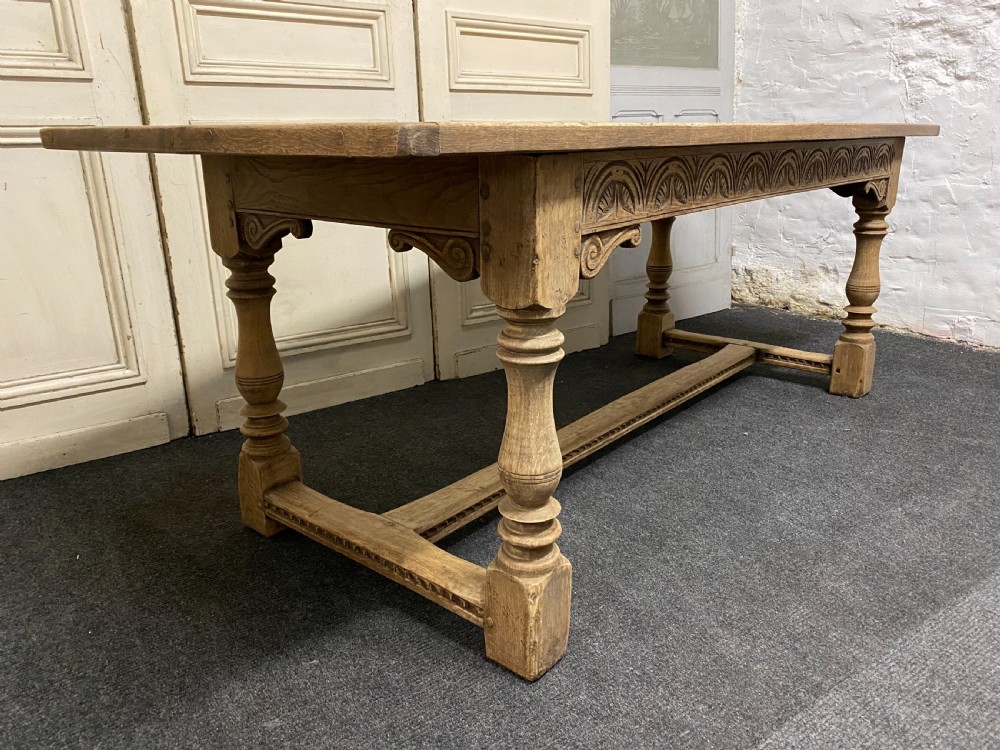 Bleached Oak Farmhouse Refectory Dining Table  View II