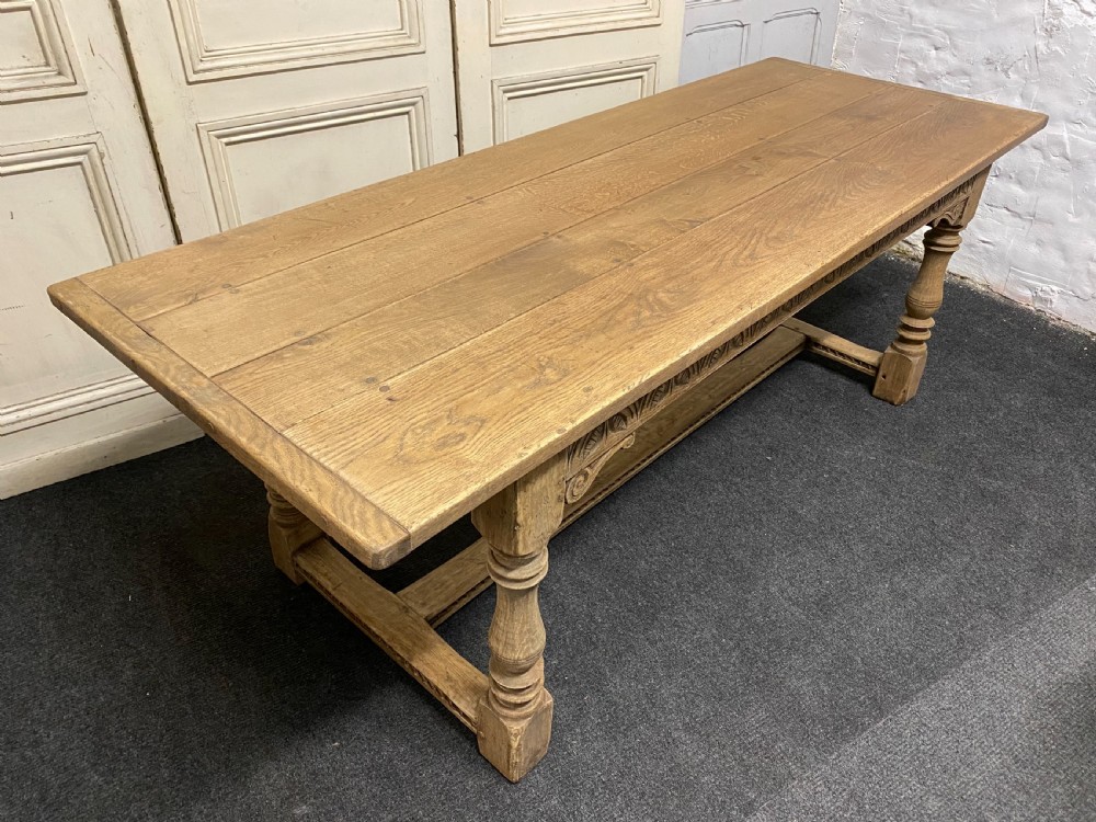 Bleached Oak Farmhouse Refectory Dining Table  View III