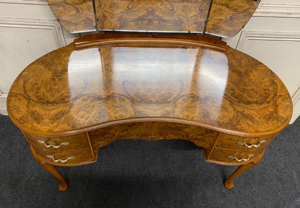 Burr Walnut Kidney Dressing Table View X