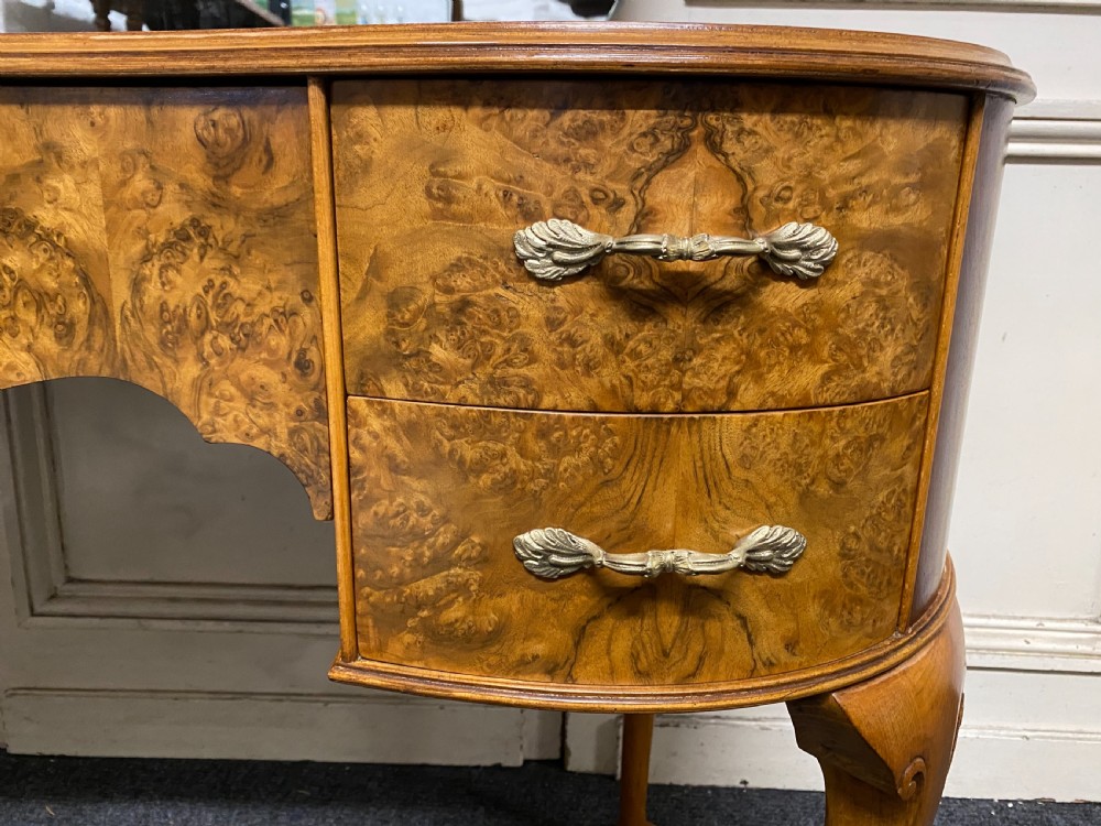 Burr Walnut Kidney Dressing Table View XI