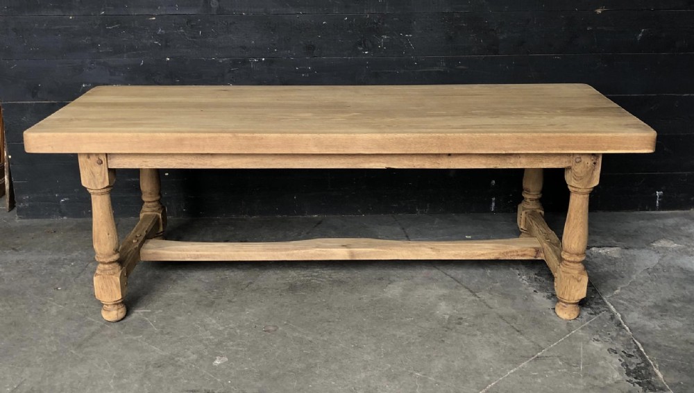 Wide Bleached Oak Farmhouse Dining Table 