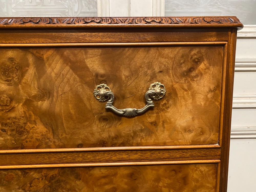 Burr Walnut 5 Drawer Chest  View II
