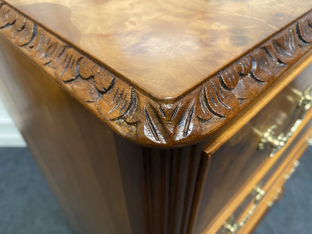 Burr Walnut 5 Drawer Chest  View IX