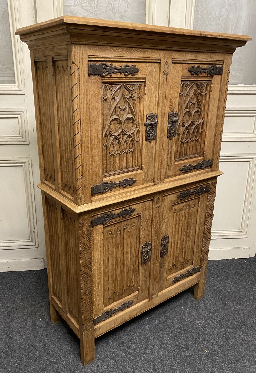 French Gothic Oak Cabinet 