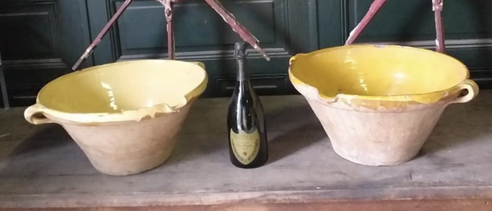 2 Large French Terracotta Bowls 