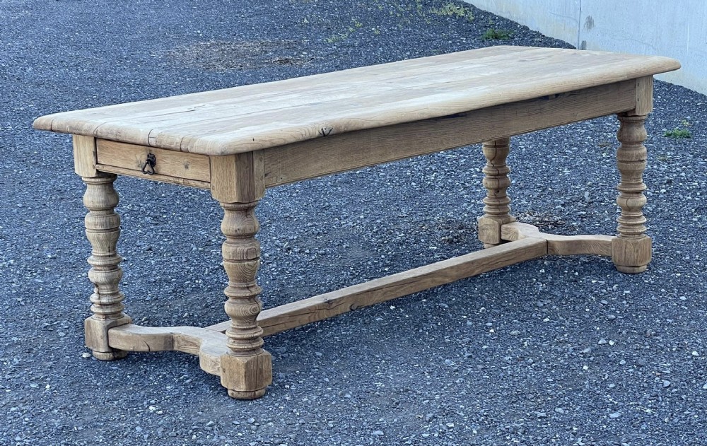 Large French Farmhouse Table with 2 Drawers 