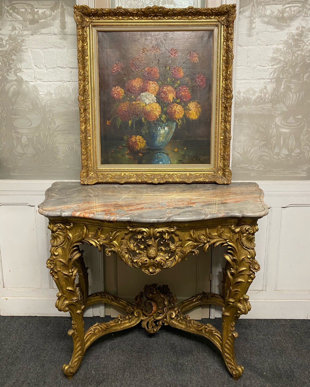 Wonderful Early 19th C French Gilt Console Table View II