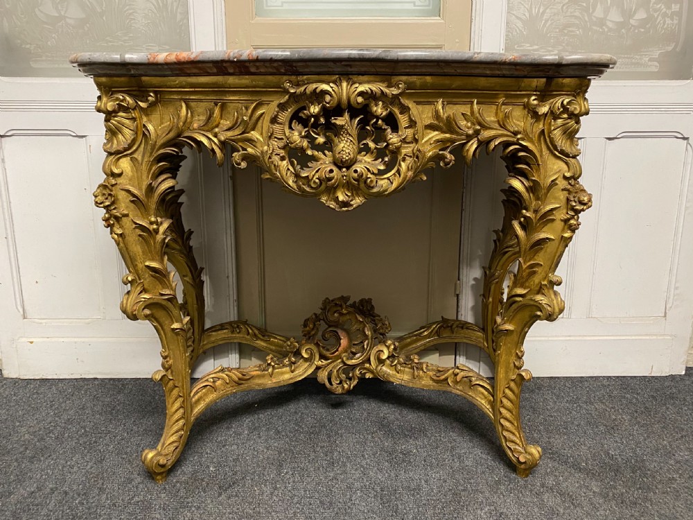 Wonderful Early 19th C French Gilt Console Table View V