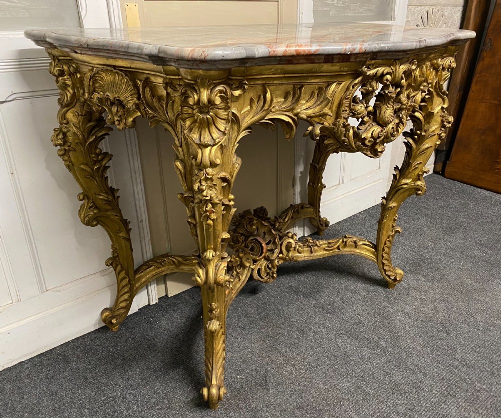 Wonderful Early 19th C French Gilt Console Table View VI