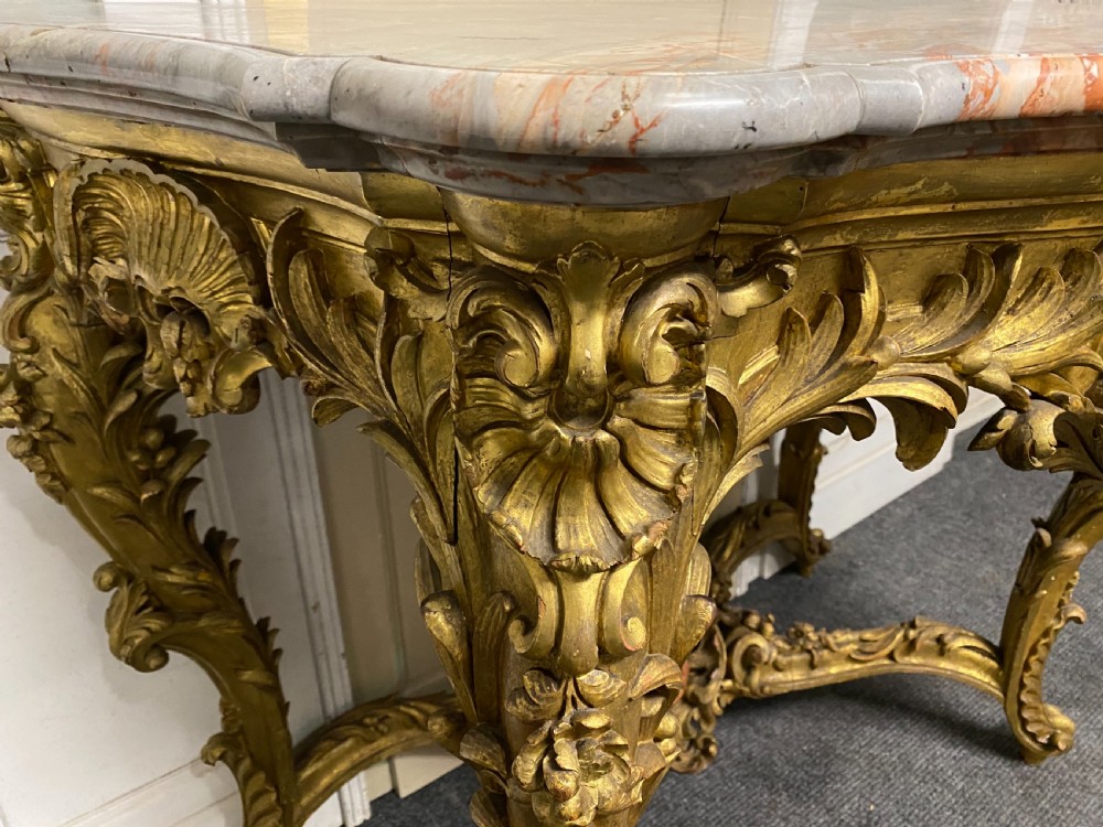 Wonderful Early 19th C French Gilt Console Table View VII