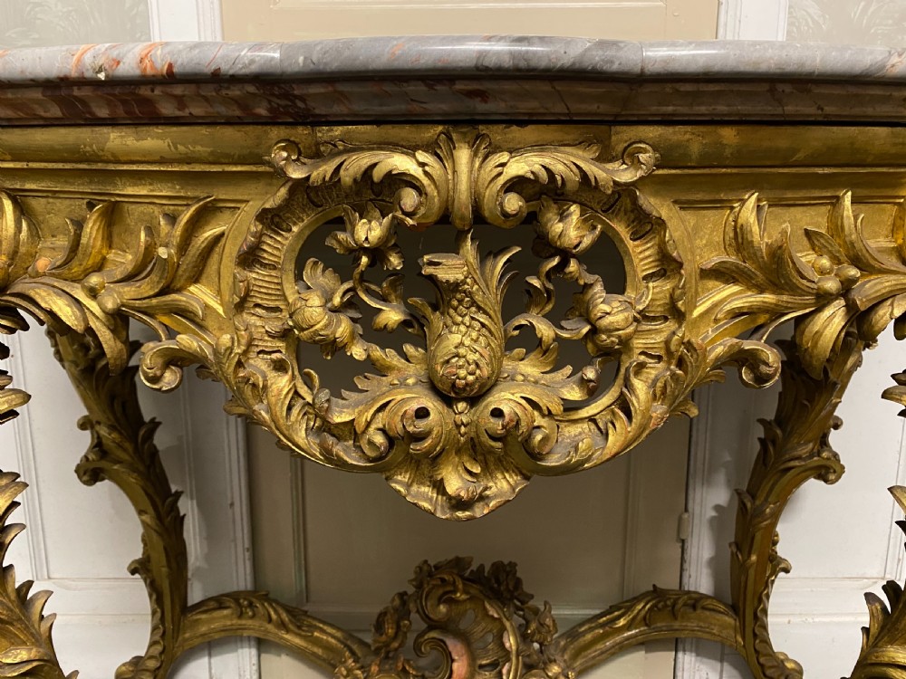 Wonderful Early 19th C French Gilt Console Table View VIII
