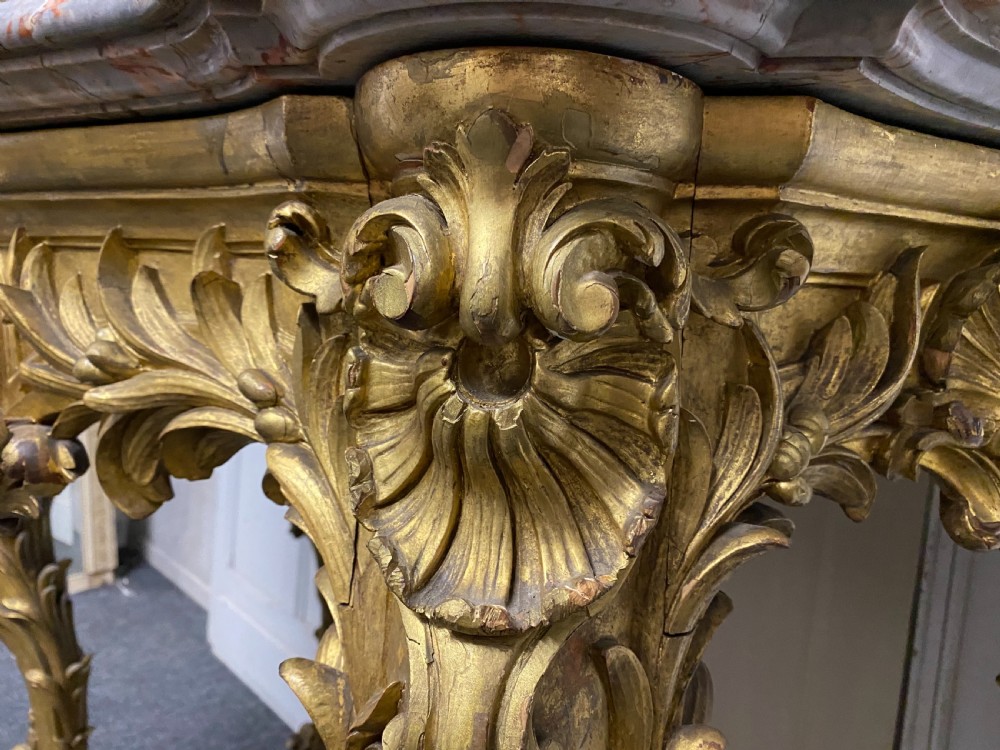 Wonderful Early 19th C French Gilt Console Table View XIV