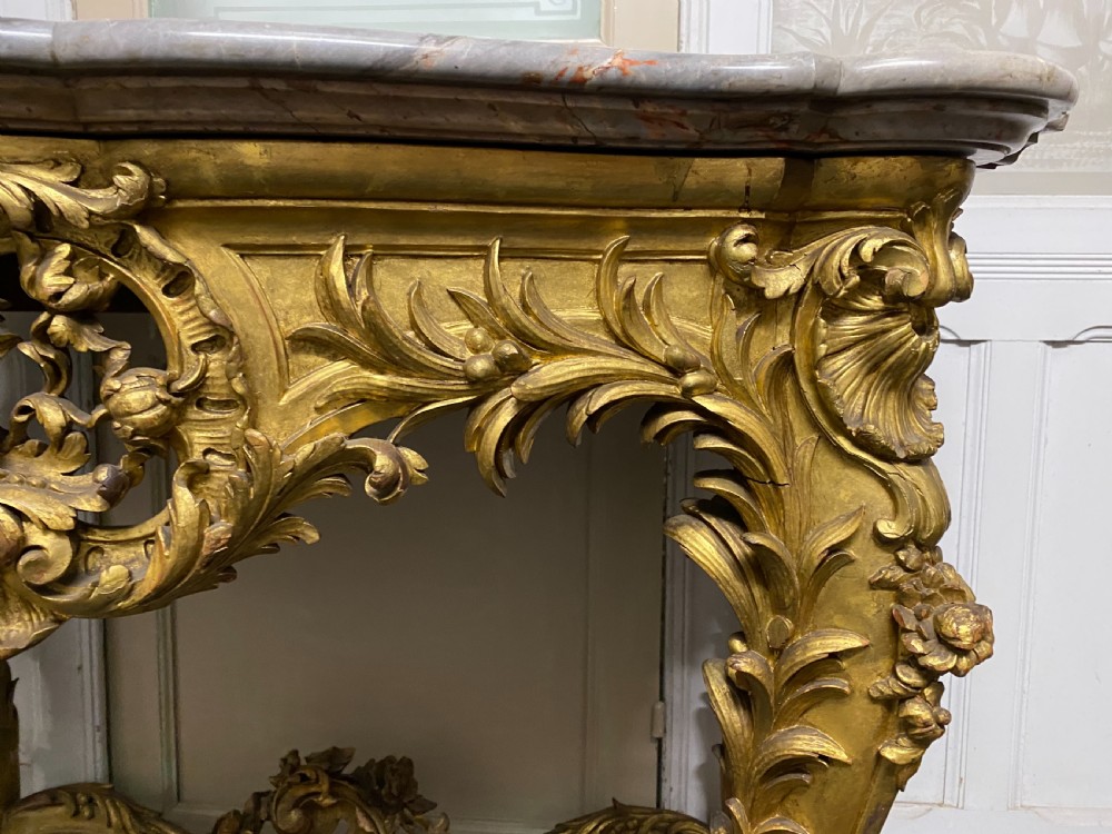 Wonderful Early 19th C French Gilt Console Table View XVI