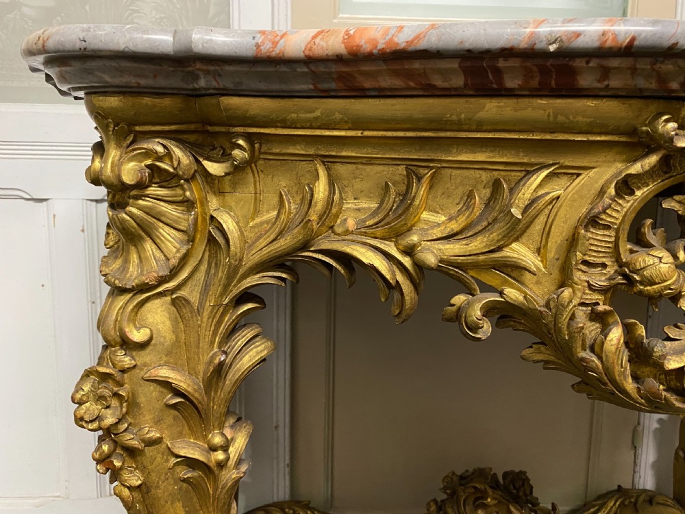 Wonderful Early 19th C French Gilt Console Table View XVII