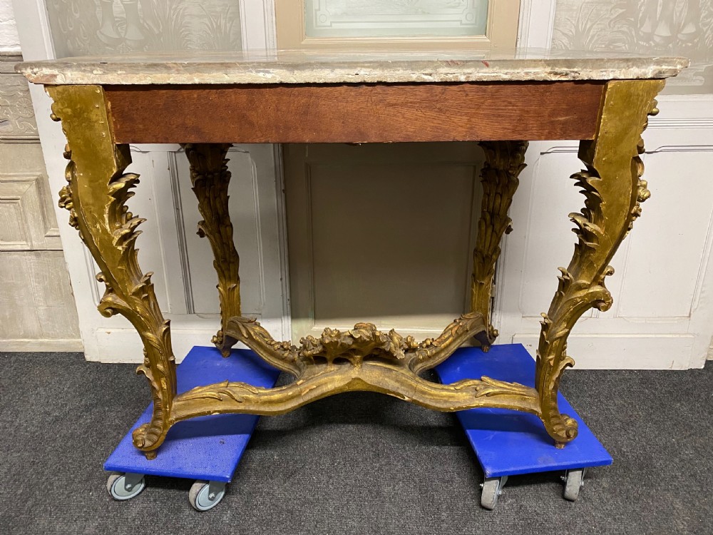 Wonderful Early 19th C French Gilt Console Table View XXX
