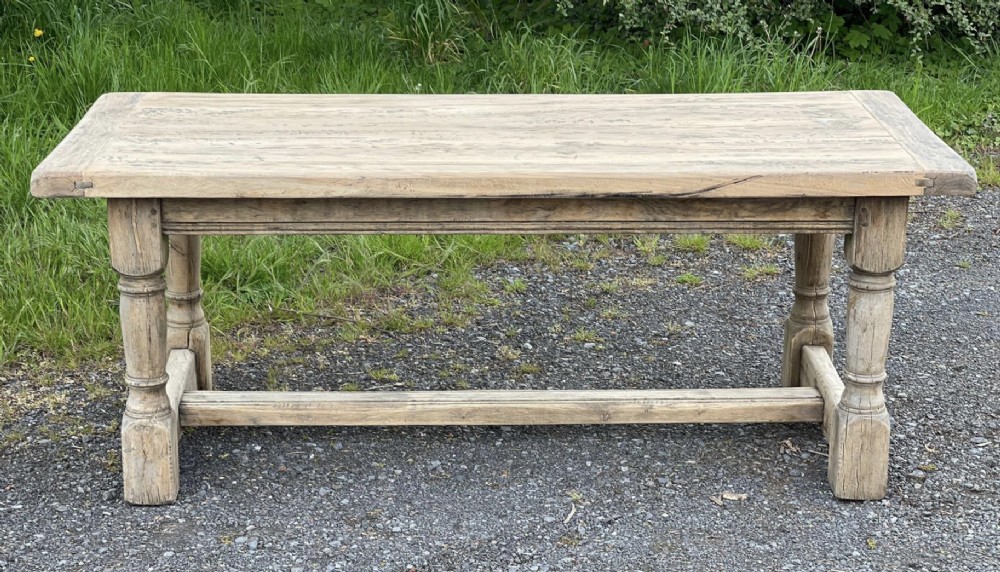 French Bleached Oak Farmhouse Dining Table 