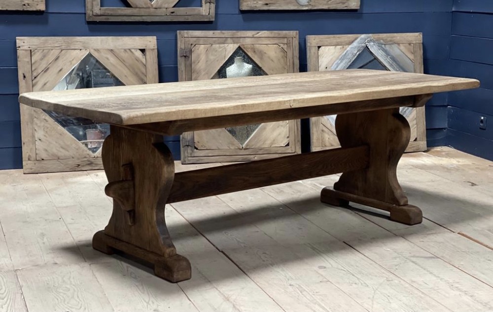 Larger French Bleached Oak Farmhouse Table 