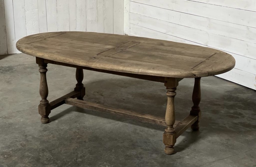 Rare Oval Oak Refectory Farmhouse Dining Table 