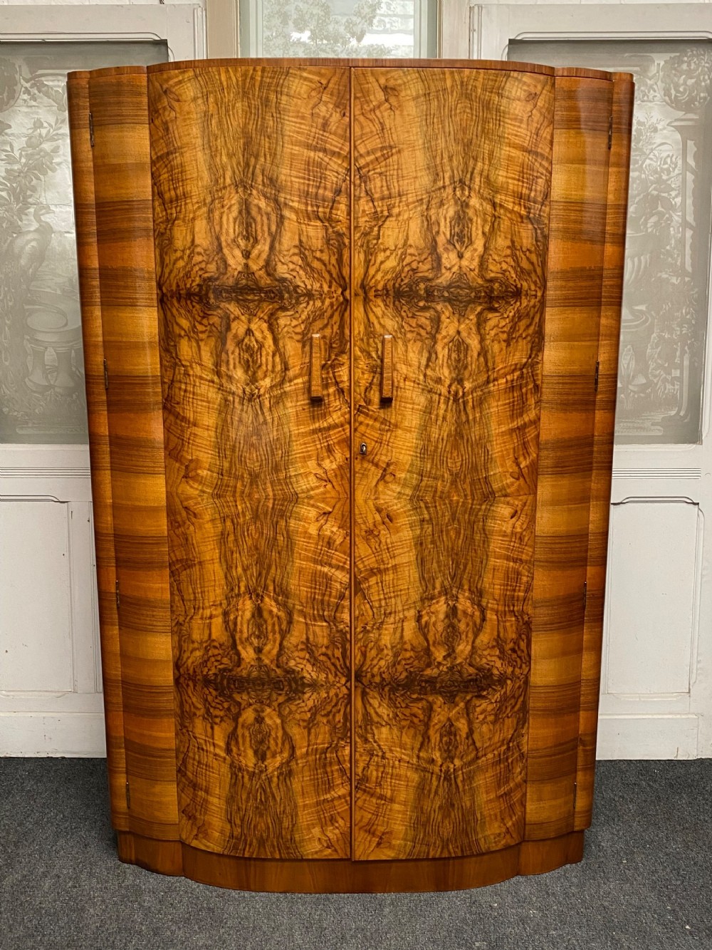 Burr Walnut Art Deco Double Wardrobe 