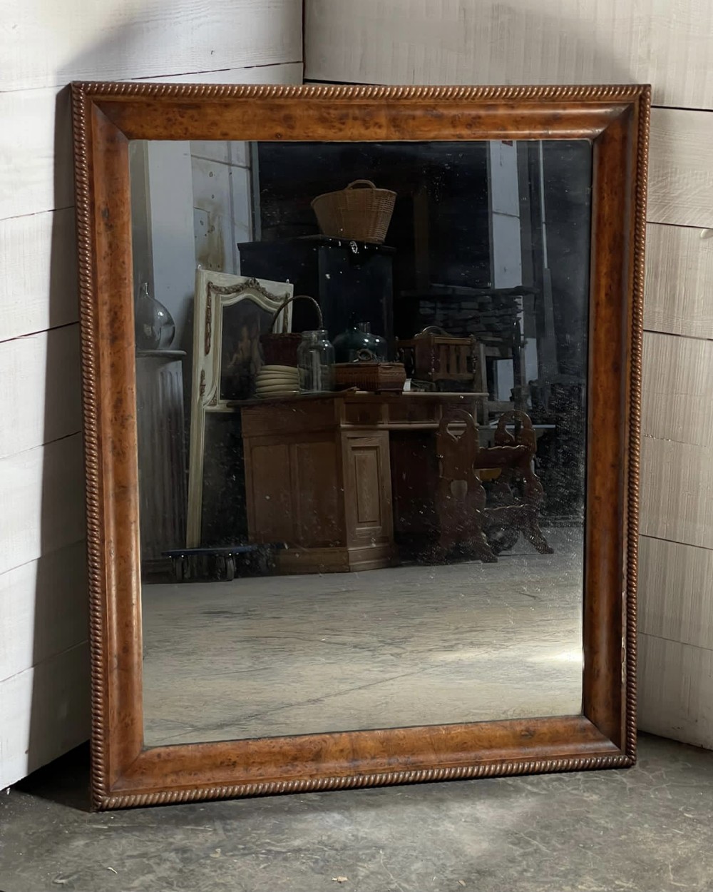 19th Century French Burr Walnut Mirror