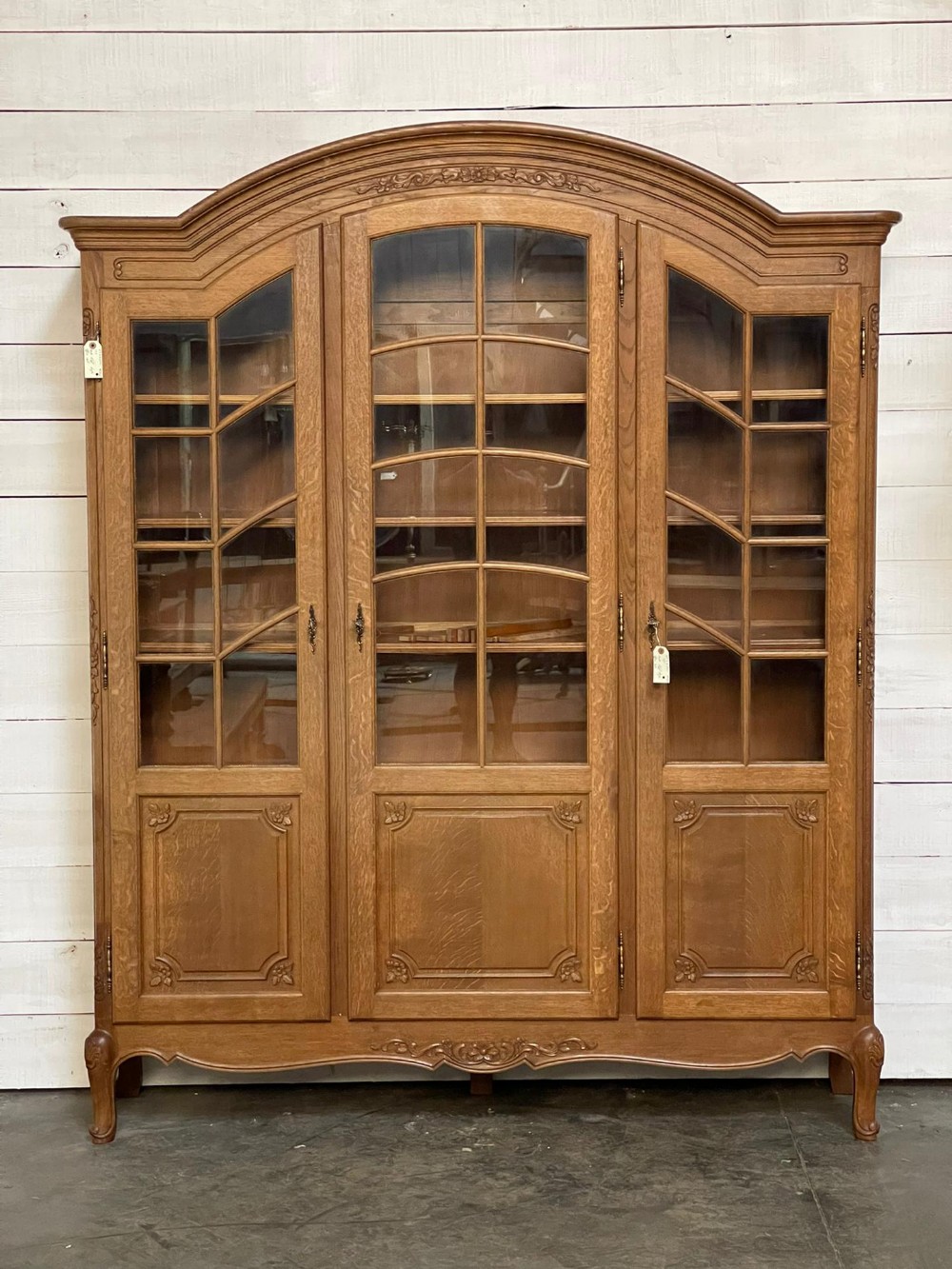 French Oak 3 Door Bookcase
