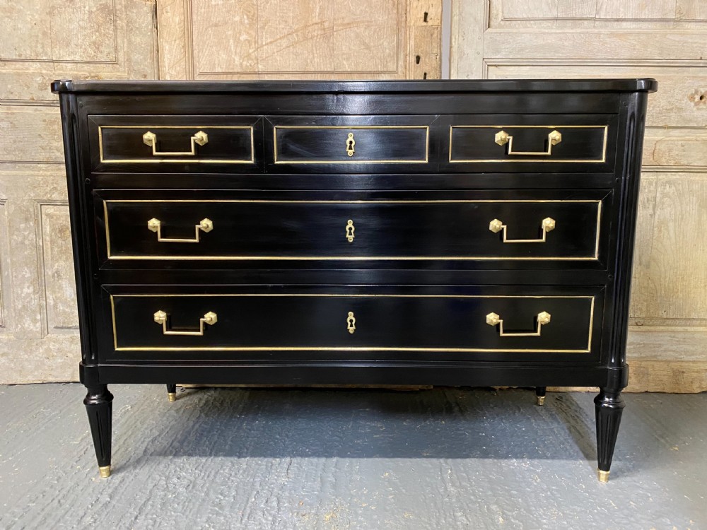 Beautiful French Louis XVI Ebonised Commode Chest