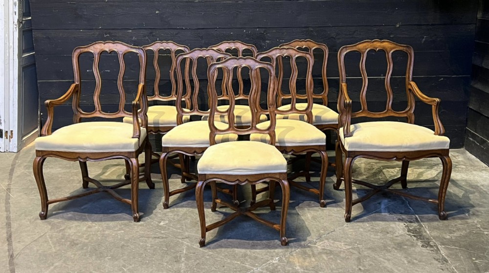 Set 8 French Oak Dining Chairs