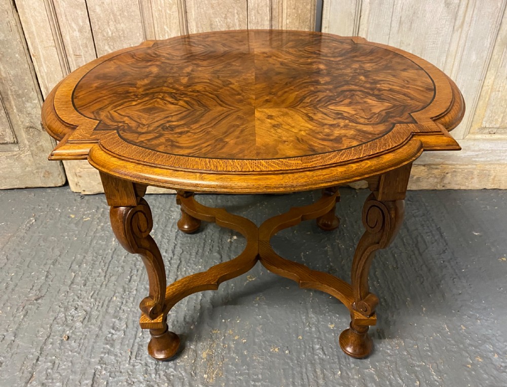 Carolean Burr Walnut Coffee Table