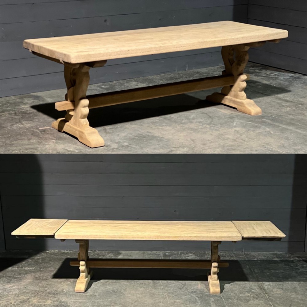 French Trestle End Refectory Dining Table with Extensions 