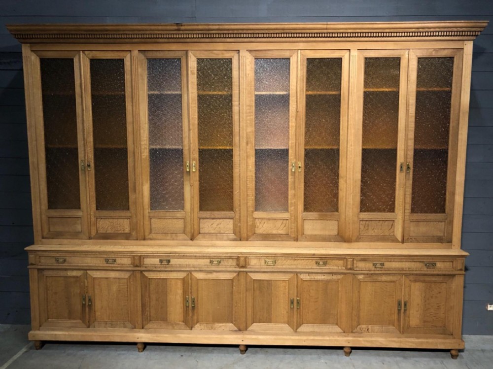 Large Bleached Oak French Library Bookcase