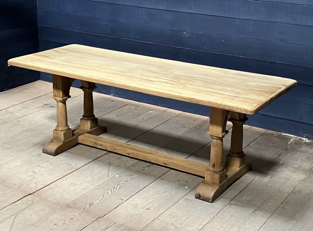 Bleached Oak Farmhouse Dining Table nice base