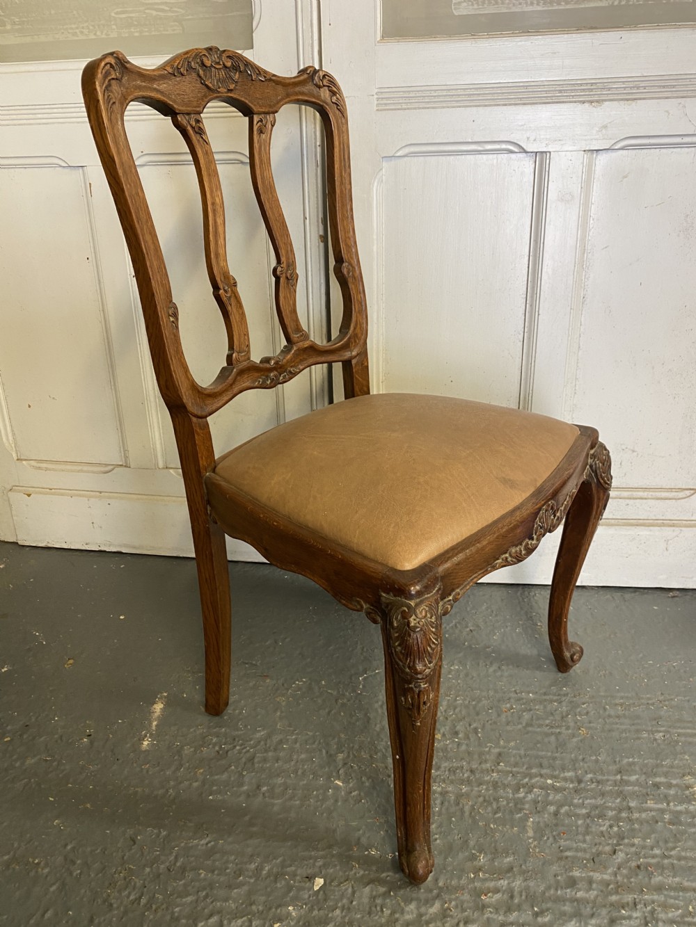 Set 6 French Oak Dining Chairs View V