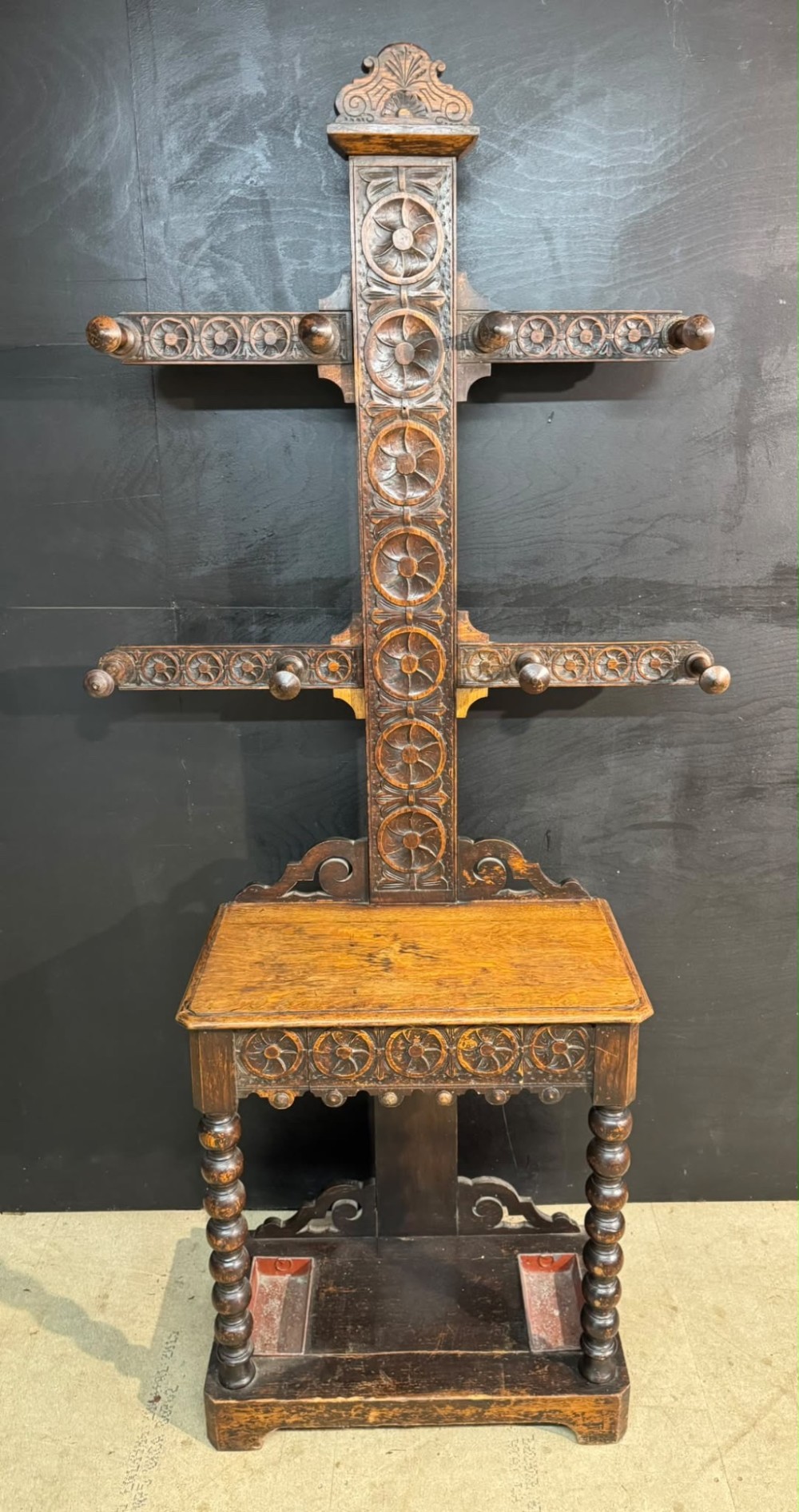 Carved Oak Hall Stand